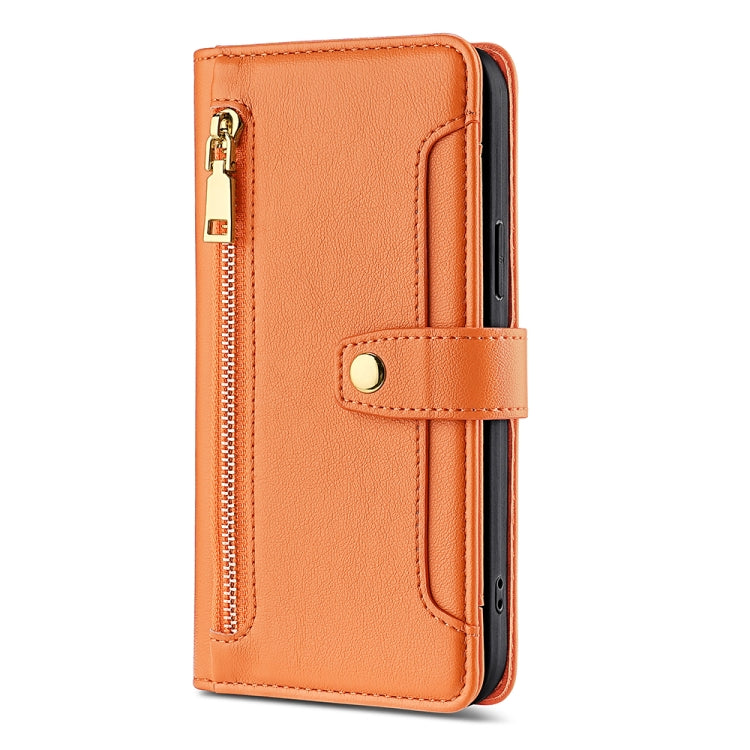 For Honor Magic5 Pro Sheep Texture Cross-body Zipper Wallet Leather Phone Case(Orange) - Honor Cases by PMC TechLife | Online Shopping South Africa | PMC TechLife | Buy Now Pay Later Mobicred
