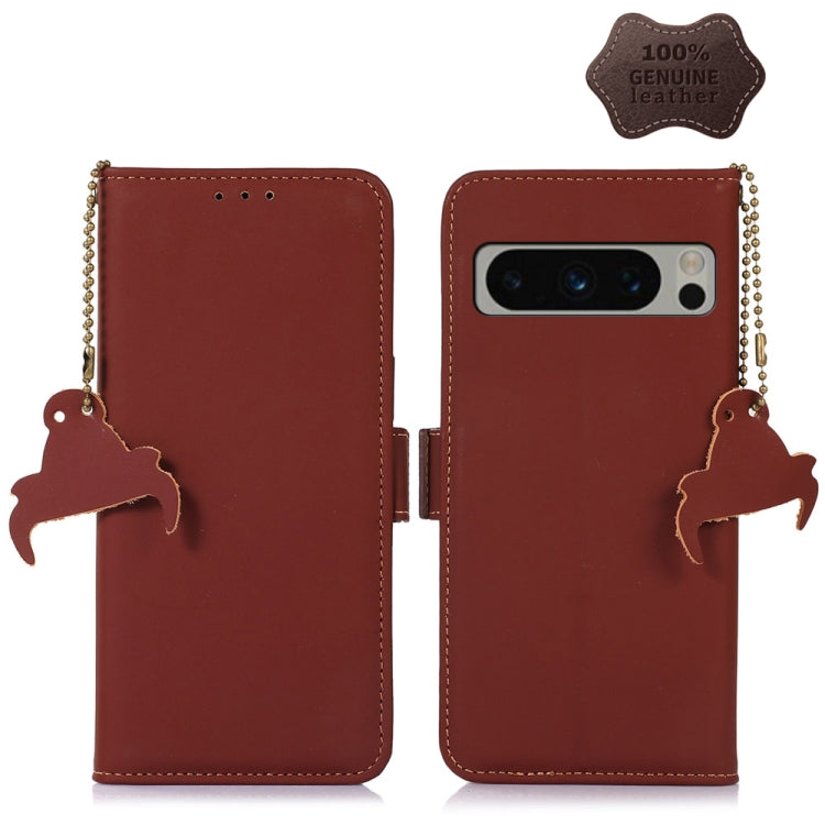 For Google Pixel 8 Pro Genuine Leather Magnetic RFID Leather Phone Case(Coffee) - free shipping - PMC TechLife - Order now!