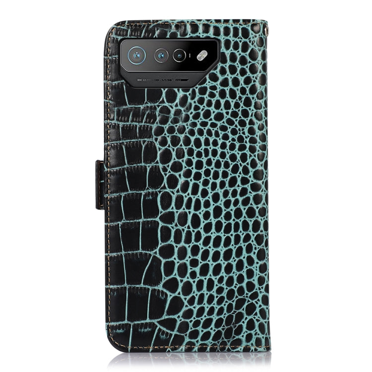 For Asus ROG Phone 7 Crocodile Top Layer Cowhide Leather Phone Case(Green) - ASUS Cases by PMC TechLife | Online Shopping South Africa | PMC TechLife | Buy Now Pay Later Mobicred