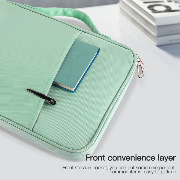 For 12.9-13 inch Laptop Portable Cloth Texture Leather Bag(Green) - 13.3 inch by PMC TechLife | Online Shopping South Africa | PMC TechLife | Buy Now Pay Later Mobicred