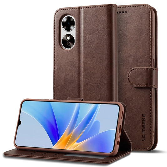 For OPPO A78 5G Global LC.IMEEKE Calf Texture Horizontal Flip Leather Case(Brown) - OPPO Cases by LC.IMEEKE | Online Shopping South Africa | PMC Jewellery | Buy Now Pay Later Mobicred