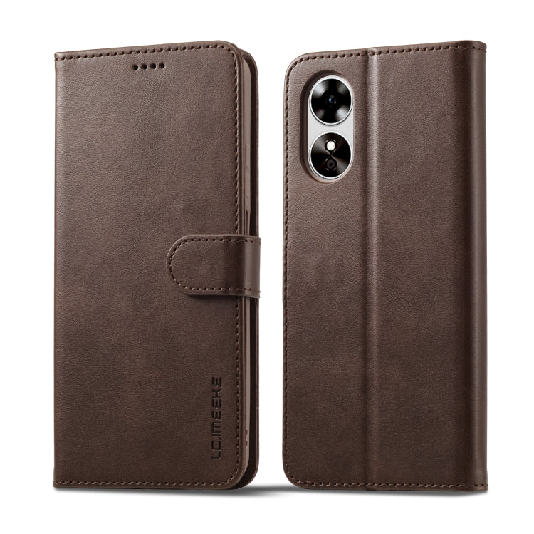 For OPPO A78 5G Global LC.IMEEKE Calf Texture Horizontal Flip Leather Case(Brown) - OPPO Cases by LC.IMEEKE | Online Shopping South Africa | PMC Jewellery | Buy Now Pay Later Mobicred