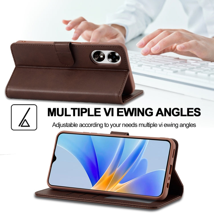 For OPPO A78 5G Global LC.IMEEKE Calf Texture Horizontal Flip Leather Case(Brown) - OPPO Cases by LC.IMEEKE | Online Shopping South Africa | PMC Jewellery | Buy Now Pay Later Mobicred