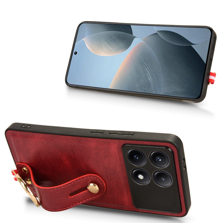 For Xiaomi Redmi K70/K70 Pro Wristband Leather Back Phone Case(Red) - Xiaomi Cases by PMC Jewellery | Online Shopping South Africa | PMC Jewellery | Buy Now Pay Later Mobicred