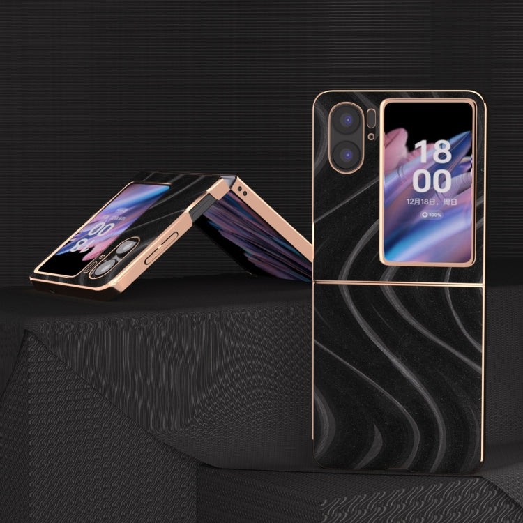 For OPPO Find N2 Flip Nano Electroplating Galactic Pattern Protective Phone Case(Black) - OPPO Cases by PMC TechLife | Online Shopping South Africa | PMC TechLife
