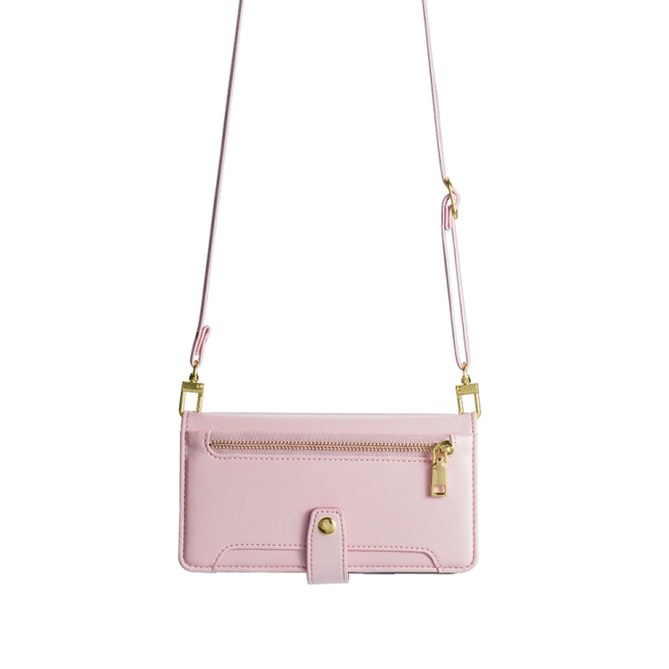 For Nokia C12 Sheep Texture Cross-body Zipper Wallet Leather Phone Case(Pink) - Nokia Cases by PMC TechLife | Online Shopping South Africa | PMC TechLife | Buy Now Pay Later Mobicred