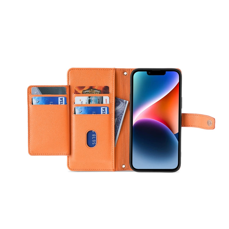 For Nokia C12 Sheep Texture Cross-body Zipper Wallet Leather Phone Case(Orange) - Nokia Cases by PMC TechLife | Online Shopping South Africa | PMC TechLife | Buy Now Pay Later Mobicred