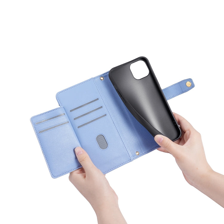 For Nokia C22 Sheep Texture Cross-body Zipper Wallet Leather Phone Case(Blue) - Nokia Cases by PMC TechLife | Online Shopping South Africa | PMC TechLife | Buy Now Pay Later Mobicred