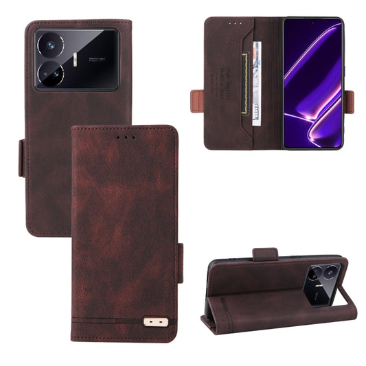 For Realme GT Neo5 SE Magnetic Clasp Leather Phone Case(Brown) - Realme Cases by PMC Jewellery | Online Shopping South Africa | PMC Jewellery | Buy Now Pay Later Mobicred