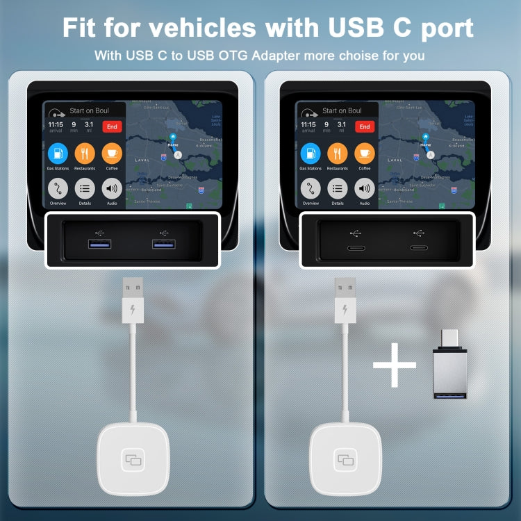 THT-020-7 USB + USB-C / Type-C Carplay Mirror Adapter for iPhone(White) - free shipping - PMC TechLife - Order now!