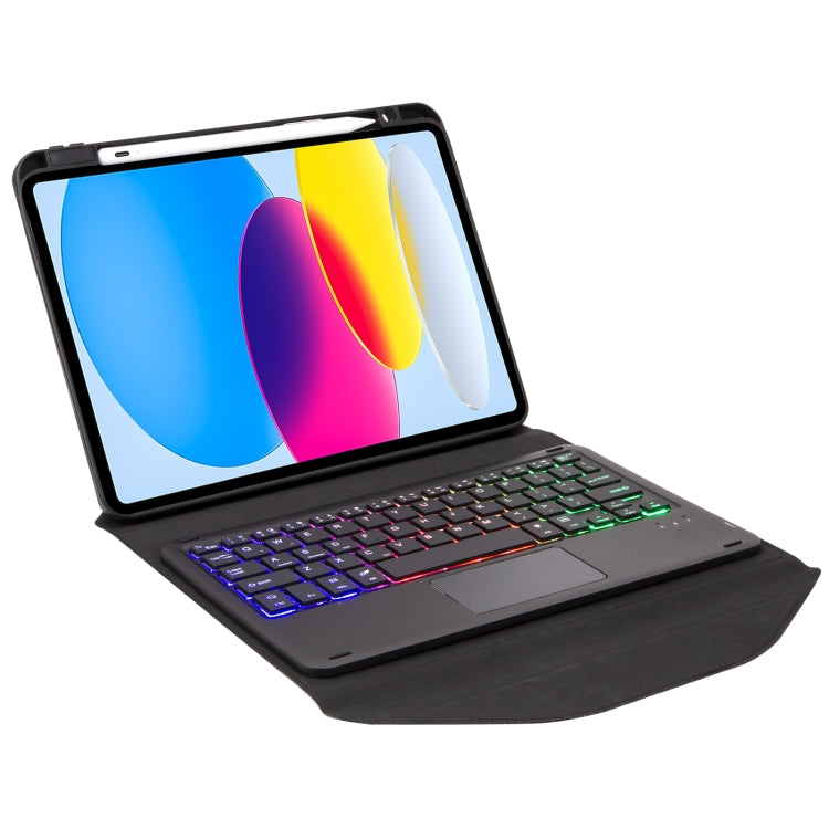 Z10B-AS For iPad 10th Gen 10.9 2022 Pen Slot Touchpad Backlight Bluetooth Keyboard Leather Tablet Case(Black) - Universal by PMC TechLife | Online Shopping South Africa | PMC TechLife
