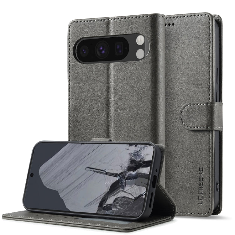 For Google Pixel 9 Pro XL LC.IMEEKE Calf Texture Flip Leather Phone Case(Grey) - Google Cases by LC.IMEEKE | Online Shopping South Africa | PMC Jewellery | Buy Now Pay Later Mobicred