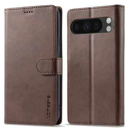 For Google Pixel 9 / 9 Pro LC.IMEEKE Calf Texture Flip Leather Phone Case(Brown) - Google Cases by LC.IMEEKE | Online Shopping South Africa | PMC Jewellery | Buy Now Pay Later Mobicred