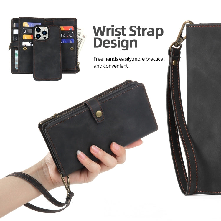 For iPhone 11 Pro Max Zipper Wallet Detachable MagSafe Leather Phone Case(Black) - iPhone 11 Pro Max Cases by PMC TechLife | Online Shopping South Africa | PMC TechLife