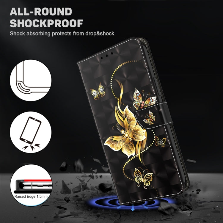 For Xiaomi Redmi Note 13 4G 3D Painted Pattern Leather Phone Case(Golden Butterfly) - Note 13 Cases by PMC TechLife | Online Shopping South Africa | PMC TechLife | Buy Now Pay Later Mobicred