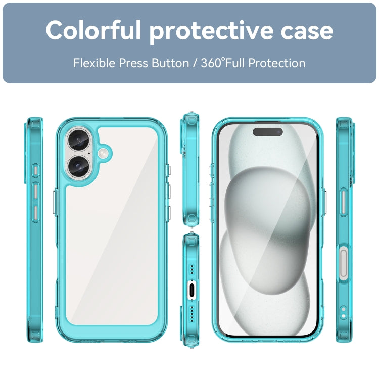 For iPhone 16 Plus Colorful Series Acrylic + TPU Phone Case(Transparent Blue) - iPhone 16 Plus Cases by PMC Jewellery | Online Shopping South Africa | PMC Jewellery | Buy Now Pay Later Mobicred