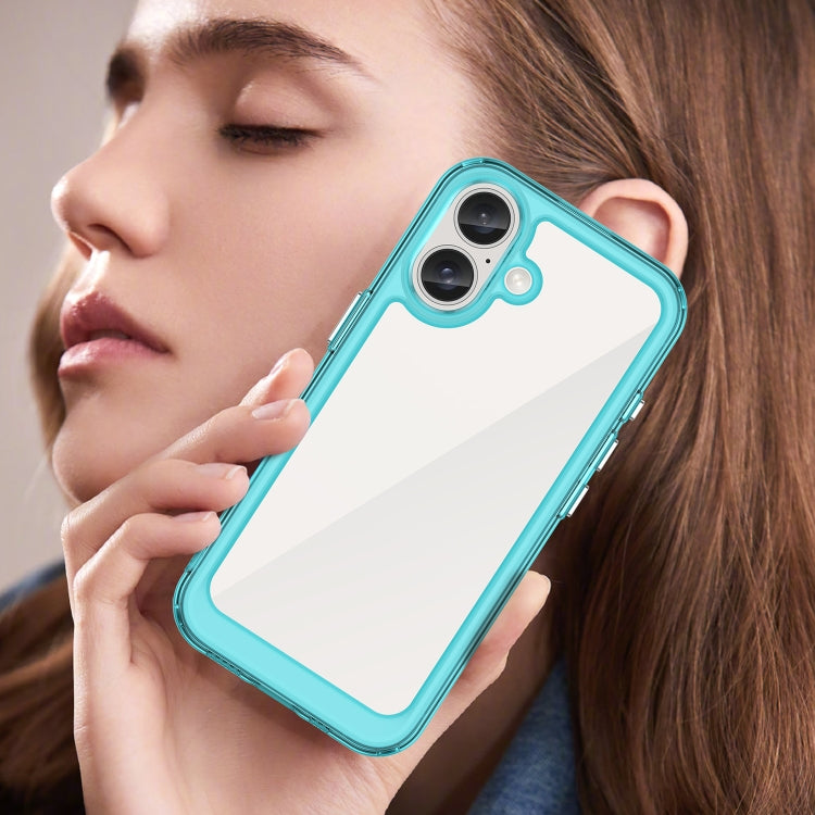 For iPhone 16 Colorful Series Acrylic + TPU Phone Case(Transparent Blue) - free shipping - PMC TechLife - Order now!