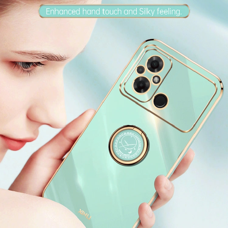 For Xiaomi Poco C55 4G XINLI Straight Edge 6D Electroplate TPU Phone Case with Ring Holder(Black) - Xiaomi Cases by XINLI | Online Shopping South Africa | PMC TechLife | Buy Now Pay Later Mobicred