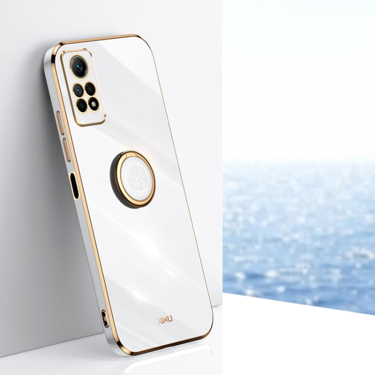 For Xiaomi Redmi Note 12 Pro 4G XINLI Straight Edge 6D Electroplate TPU Phone Case with Ring Holder(White) - Xiaomi Cases by XINLI | Online Shopping South Africa | PMC TechLife | Buy Now Pay Later Mobicred
