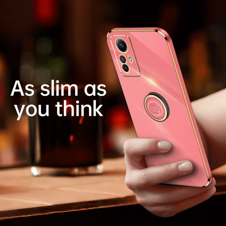 For Xiaomi Redmi Note 12S 4G XINLI Straight Edge 6D Electroplate TPU Phone Case with Ring Holder(White) - Xiaomi Cases by XINLI | Online Shopping South Africa | PMC TechLife | Buy Now Pay Later Mobicred