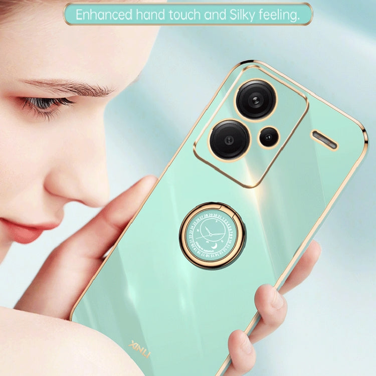 For Xiaomi Redmi Note 13 Pro+ XINLI Straight Edge 6D Electroplate TPU Phone Case with Ring Holder(White) - Note 13 Pro+ Cases by XINLI | Online Shopping South Africa | PMC TechLife | Buy Now Pay Later Mobicred