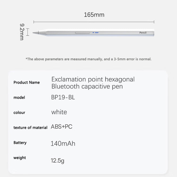 BP19-BL Type-C Universal Magnetic Hexagon Bluetooth Stylus Pen(White) - Stylus Pen by PMC TechLife | Online Shopping South Africa | PMC TechLife