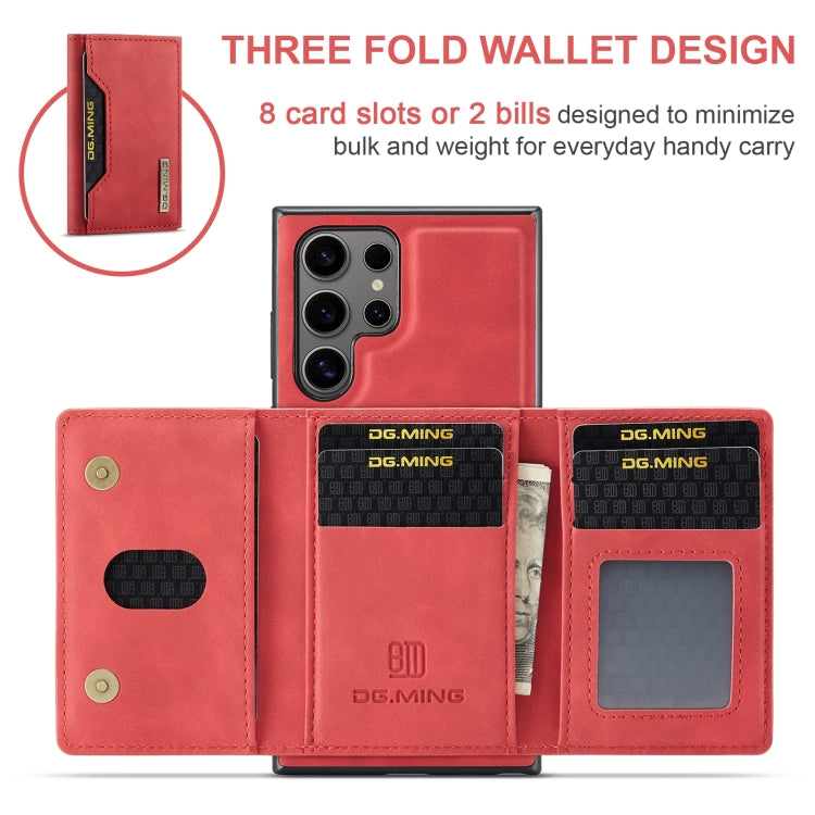 For Samsung Galaxy S24 Ultra 5G DG.MING M2 Series 3-Fold Multi Card Bag + Magnetic Phone Case(Red) - Galaxy S24 Ultra 5G Cases by DG.MING | Online Shopping South Africa | PMC Jewellery | Buy Now Pay Later Mobicred