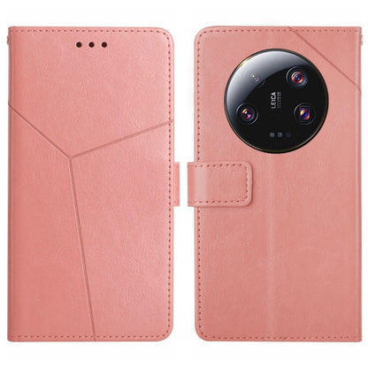 For Xiaomi 14 Ultra Y-shaped Pattern Flip Leather Phone Case(Pink) - 14 Ultra Cases by PMC Jewellery | Online Shopping South Africa | PMC Jewellery | Buy Now Pay Later Mobicred