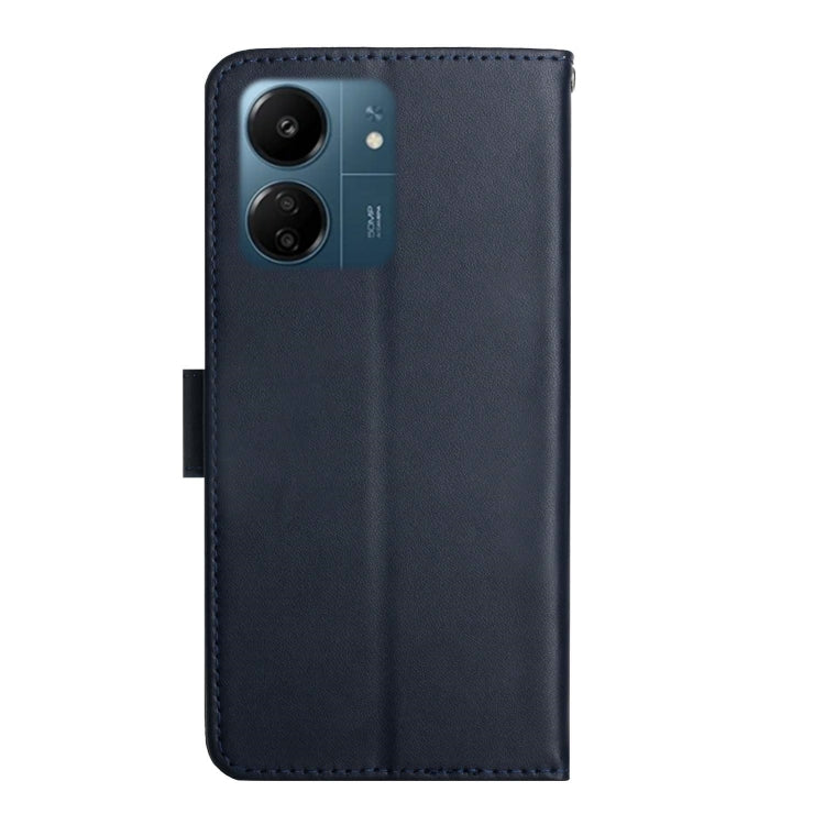 For Xiaomi Redmi 13C 4G Genuine Leather Fingerprint-proof Flip Phone Case(Blue) - 13C Cases by PMC TechLife | Online Shopping South Africa | PMC TechLife | Buy Now Pay Later Mobicred