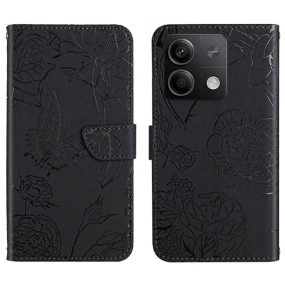 For Xiaomi Redmi Note 13 Pro 4G Global Skin Feel Butterfly Embossed Flip Leather Phone Case(Black) - Note 13 Pro Cases by PMC Jewellery | Online Shopping South Africa | PMC Jewellery | Buy Now Pay Later Mobicred