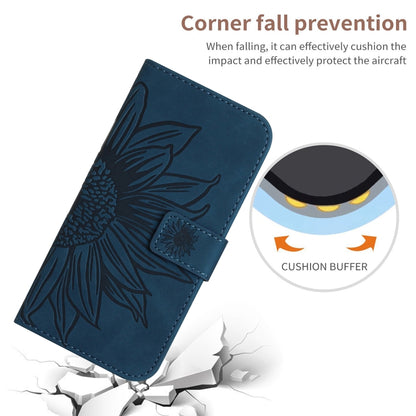 For Xiaomi Redmi 12 5G Skin Feel Sun Flower Embossed Flip Leather Phone Case with Lanyard(Inky Blue) - Xiaomi Cases by PMC Jewellery | Online Shopping South Africa | PMC Jewellery | Buy Now Pay Later Mobicred