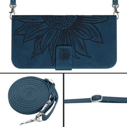 For Xiaomi Redmi 12 5G Skin Feel Sun Flower Embossed Flip Leather Phone Case with Lanyard(Inky Blue) - Xiaomi Cases by PMC Jewellery | Online Shopping South Africa | PMC Jewellery | Buy Now Pay Later Mobicred