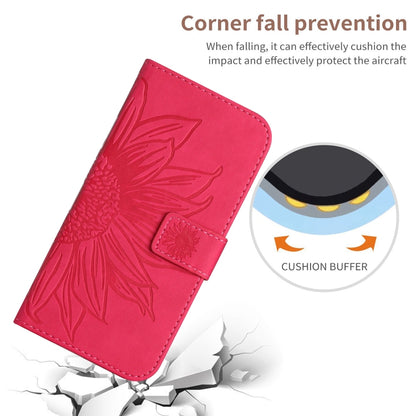 For Xiaomi Redmi 12 5G Skin Feel Sun Flower Embossed Flip Leather Phone Case with Lanyard(Rose Red) - Xiaomi Cases by PMC Jewellery | Online Shopping South Africa | PMC Jewellery | Buy Now Pay Later Mobicred