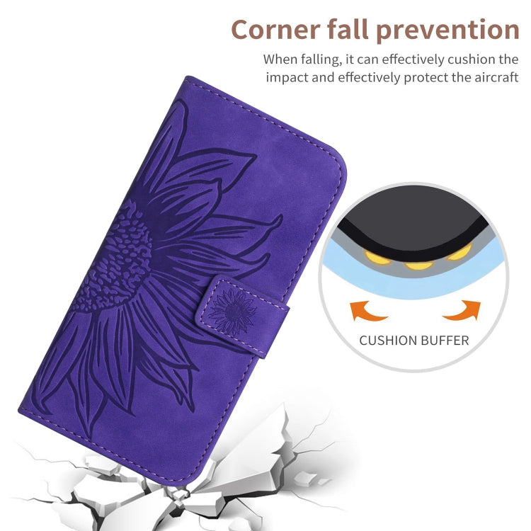 For Xiaomi 14 Skin Feel Sun Flower Embossed Flip Leather Phone Case with Lanyard(Dark Purple) - 14 Cases by PMC Jewellery | Online Shopping South Africa | PMC Jewellery | Buy Now Pay Later Mobicred