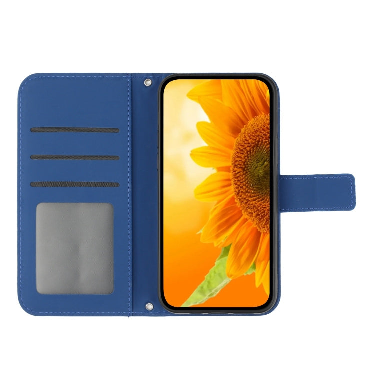 For Xiaomi Redmi 13C 5G Skin Feel Sun Flower Embossed Flip Leather Phone Case with Lanyard(Dark Blue) - 13C Cases by PMC Jewellery | Online Shopping South Africa | PMC Jewellery | Buy Now Pay Later Mobicred