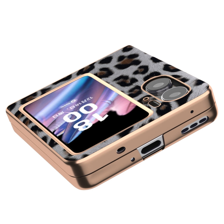For OPPO Find N2 Flip Nano Plating Leopard Texture Phone Case(Silver Leopard) - Find N2 Flip Cases by PMC TechLife | Online Shopping South Africa | PMC TechLife | Buy Now Pay Later Mobicred