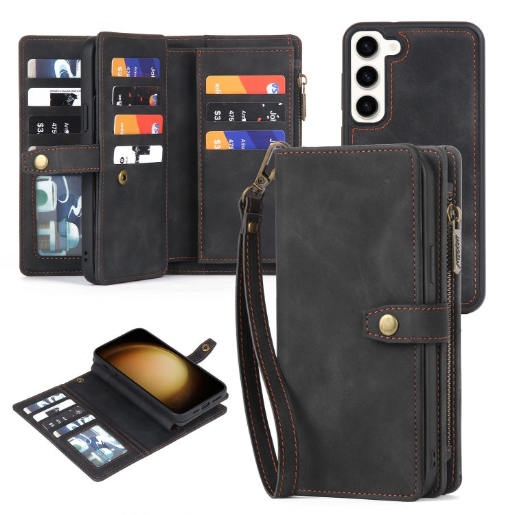 For Samsung Galaxy S23 5G Zipper Wallet Detachable MagSafe Leather Phone Case(Black) - Galaxy S23 5G Cases by PMC Jewellery | Online Shopping South Africa | PMC Jewellery