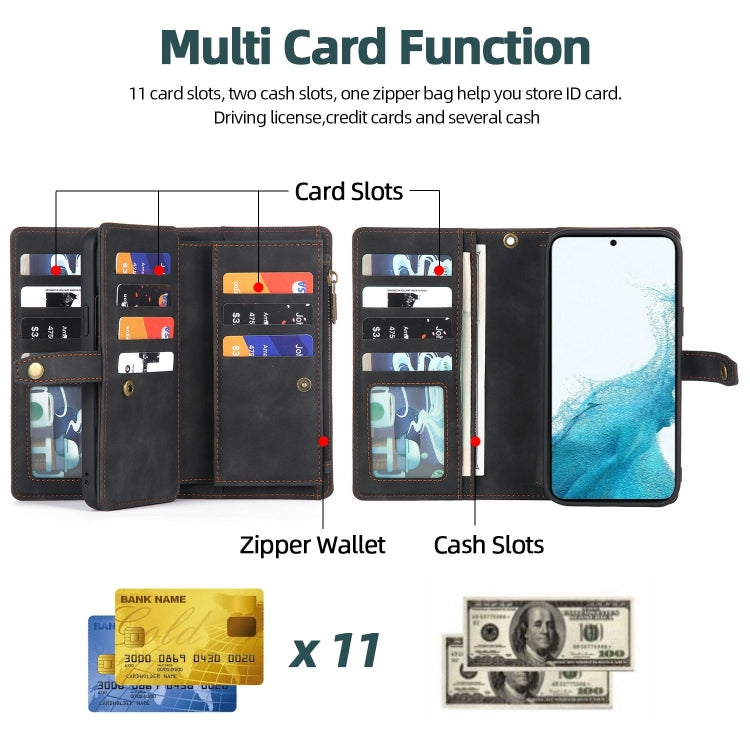 For Samsung Galaxy S20 FE Zipper Wallet Detachable MagSafe Leather Phone Case(Black) - Galaxy S20 FE Cases by PMC TechLife | Online Shopping South Africa | PMC TechLife