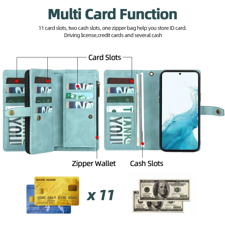 For Samsung Galaxy A32 5G Zipper Wallet Detachable MagSafe Leather Phone Case(Blue) - Galaxy Phone Cases by PMC TechLife | Online Shopping South Africa | PMC TechLife