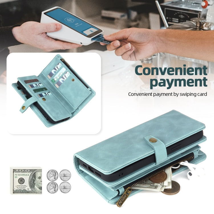 For Samsung Galaxy A73 5G Zipper Wallet Detachable MagSafe Leather Phone Case(Blue) - Galaxy Phone Cases by PMC TechLife | Online Shopping South Africa | PMC TechLife