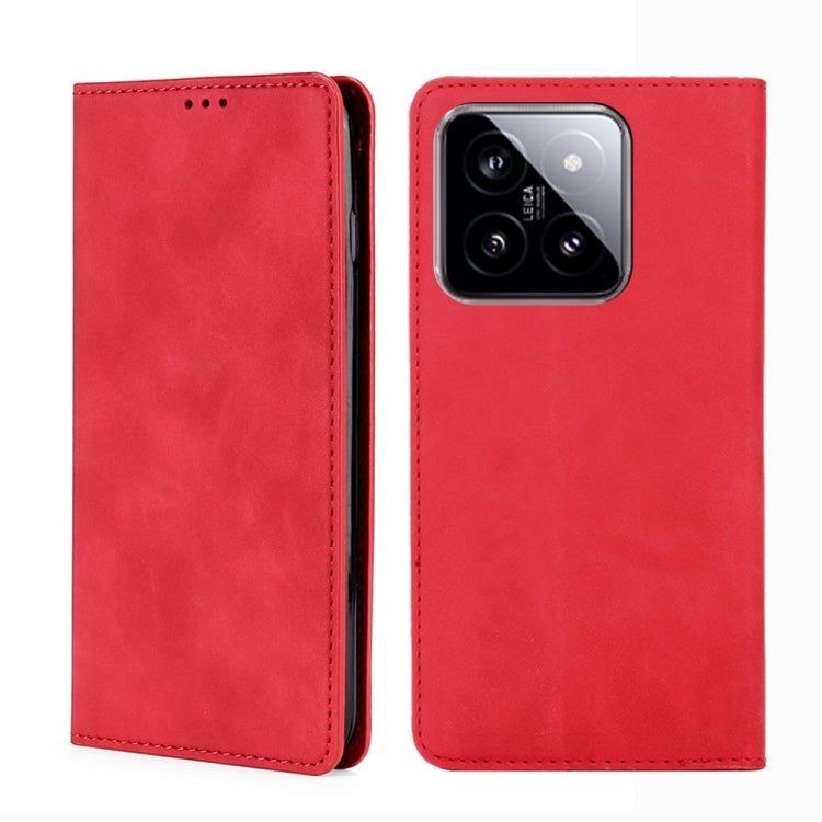For Xiaomi 14 Skin Feel Magnetic Leather Phone Case(Red) - 14 Cases by PMC TechLife | Online Shopping South Africa | PMC TechLife | Buy Now Pay Later Mobicred