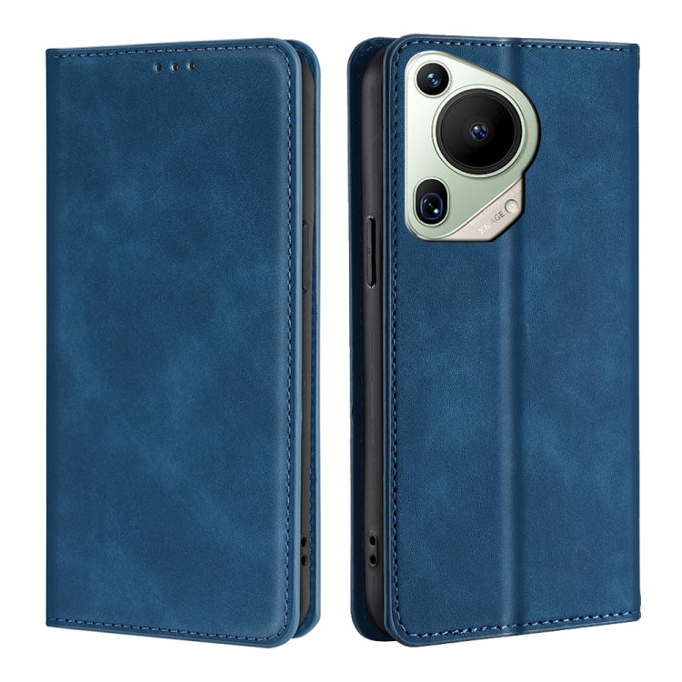 For Huawei Pura 70 Ultra Skin Feel Magnetic Leather Phone Case(Blue) - Huawei Cases by PMC Jewellery | Online Shopping South Africa | PMC Jewellery | Buy Now Pay Later Mobicred