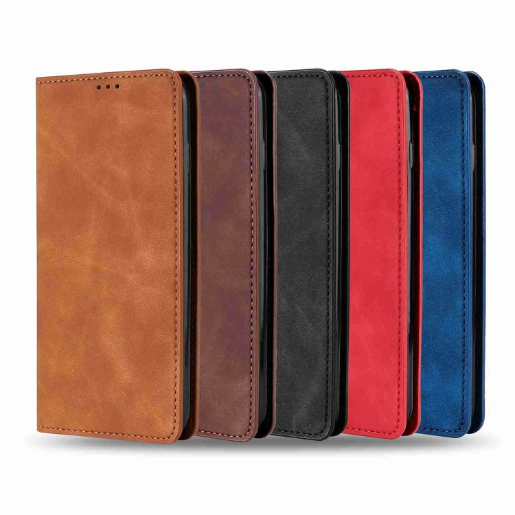 For Nokia C22 Skin Feel Magnetic Leather Phone Case(Light Brown) - Nokia Cases by PMC TechLife | Online Shopping South Africa | PMC TechLife