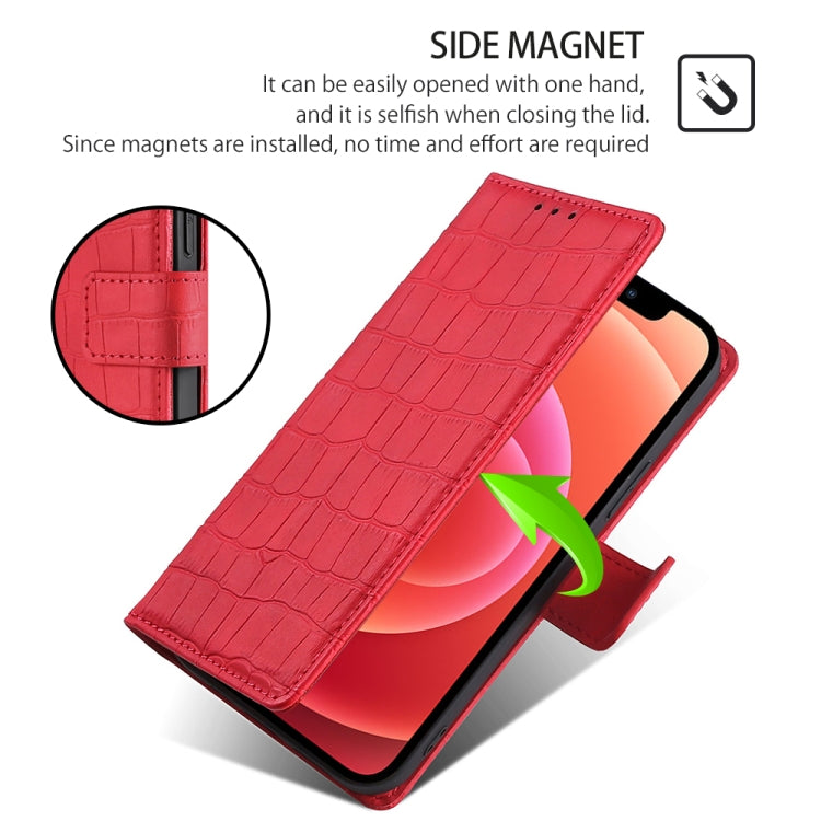 For Xiaomi Redmi Note 13 4G Skin Feel Crocodile Magnetic Clasp Leather Phone Case(Red) - free shipping - PMC TechLife - Order now!