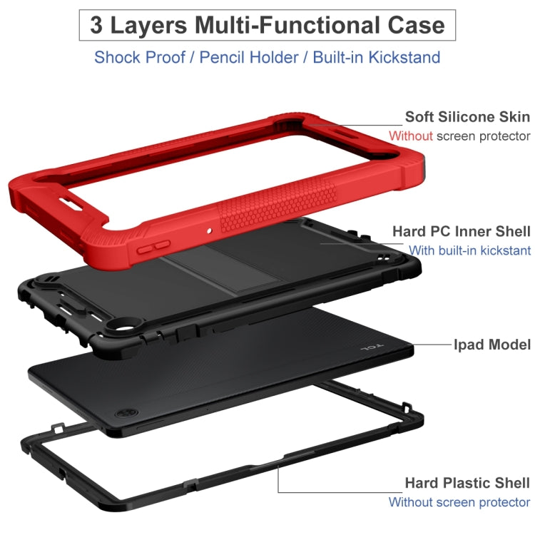 For TCL Tab 10 5G Shockproof Silicone Hybrid PC Tablet Case with Holder(Black + Red) - Others by PMC TechLife | Online Shopping South Africa | PMC TechLife | Buy Now Pay Later Mobicred