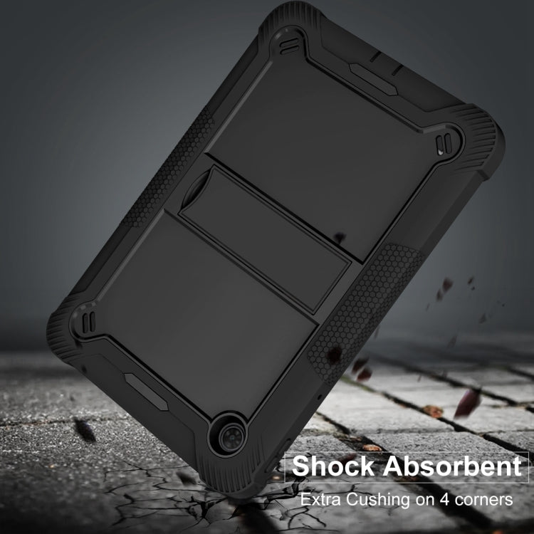 For TCL Tab 10 5G Shockproof Silicone Hybrid PC Tablet Case with Holder(Black) - Others by PMC TechLife | Online Shopping South Africa | PMC TechLife | Buy Now Pay Later Mobicred
