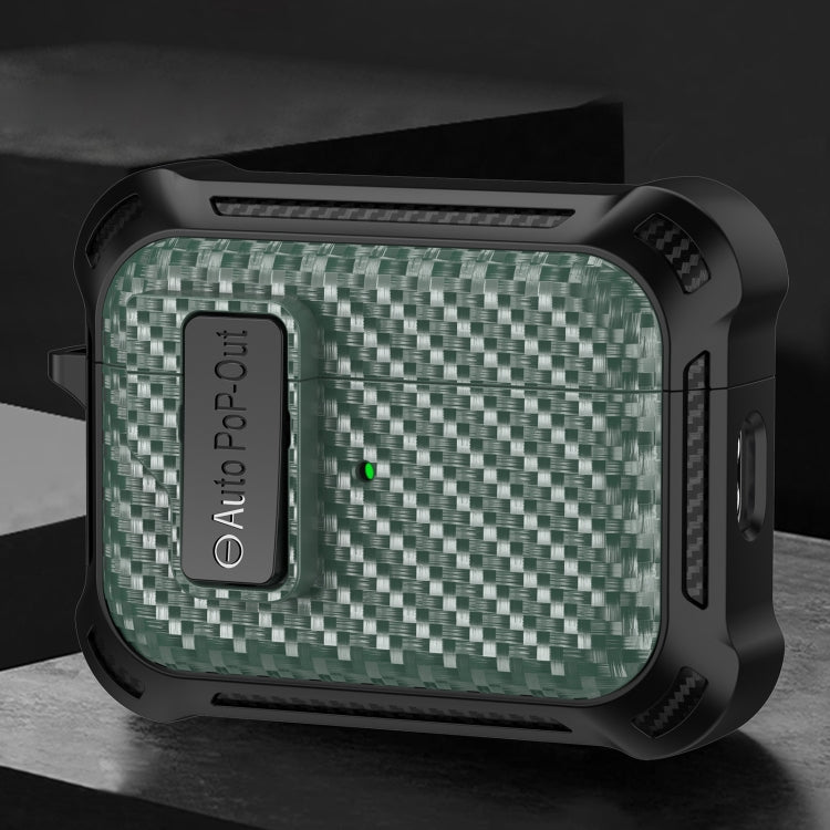 For AirPods Pro 2 Alpha Carbon Fiber Wireless Bluetooth Earphone Protective Case(Green) - For AirPods Pro 2 by PMC Jewellery | Online Shopping South Africa | PMC Jewellery | Buy Now Pay Later Mobicred