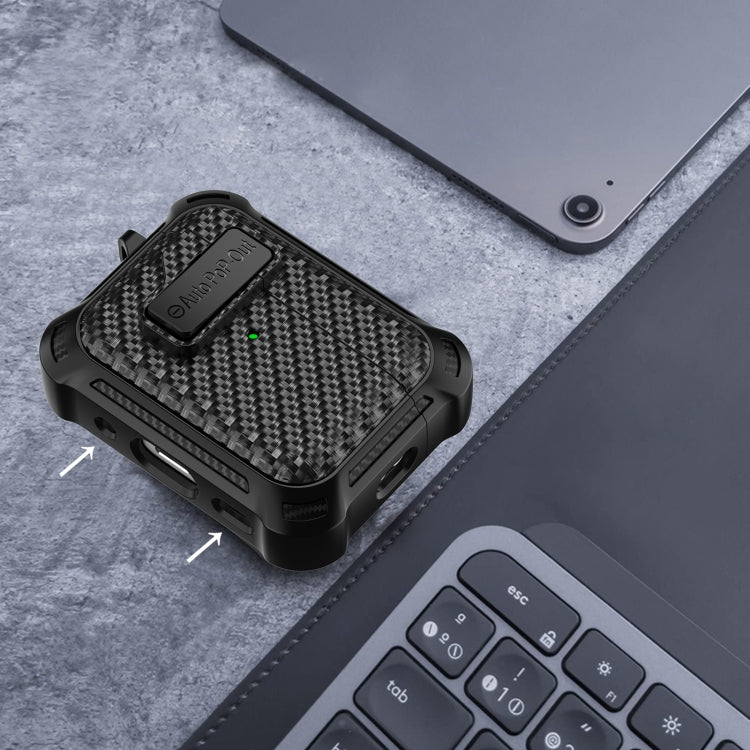 For AirPods 2 / 1 Alpha Carbon Fiber Wireless Bluetooth Earphone Protective Case(Black) - For AirPods 1/2 by PMC Jewellery | Online Shopping South Africa | PMC Jewellery | Buy Now Pay Later Mobicred