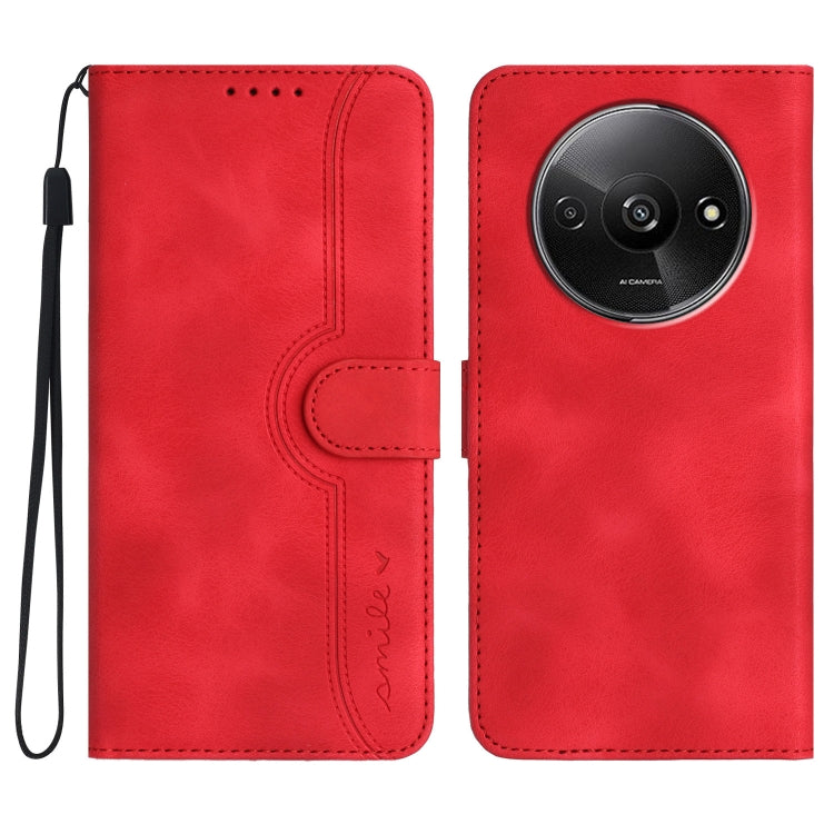 For Xiaomi Redmi A3 Heart Pattern Skin Feel Leather Phone Case(Red) - Xiaomi Cases by PMC Jewellery | Online Shopping South Africa | PMC Jewellery | Buy Now Pay Later Mobicred