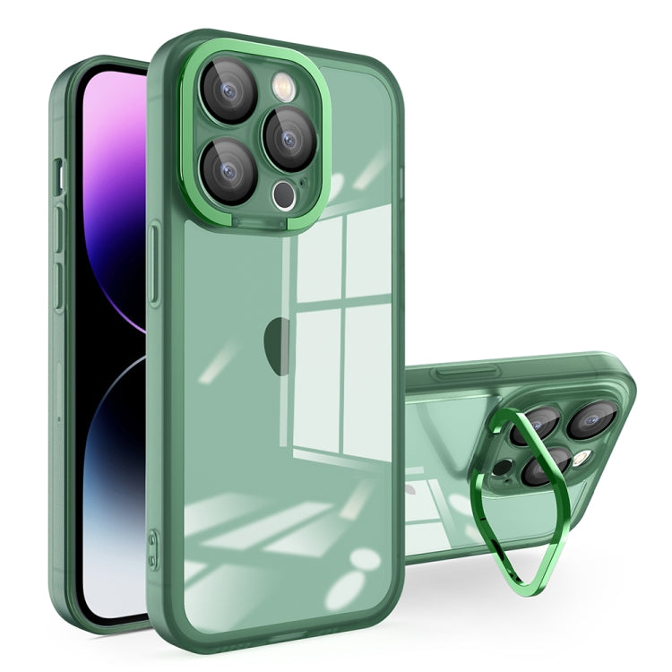 For iPhone 15 Plus Invisible Lens Bracket Matte Transparent MagSafe Phone Case(Dark Green) - iPhone 15 Plus Cases by PMC TechLife | Online Shopping South Africa | PMC TechLife